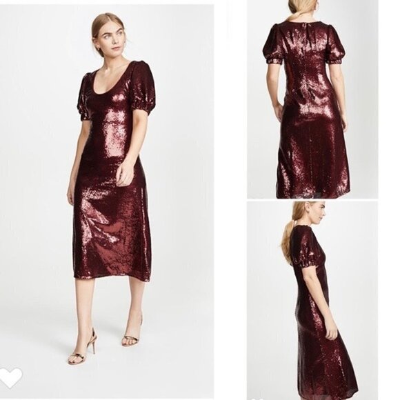 Keepsake Dress NWT Farewell Sequin Red Puff Sleeve Dress new 4 - Picture 1 of 13